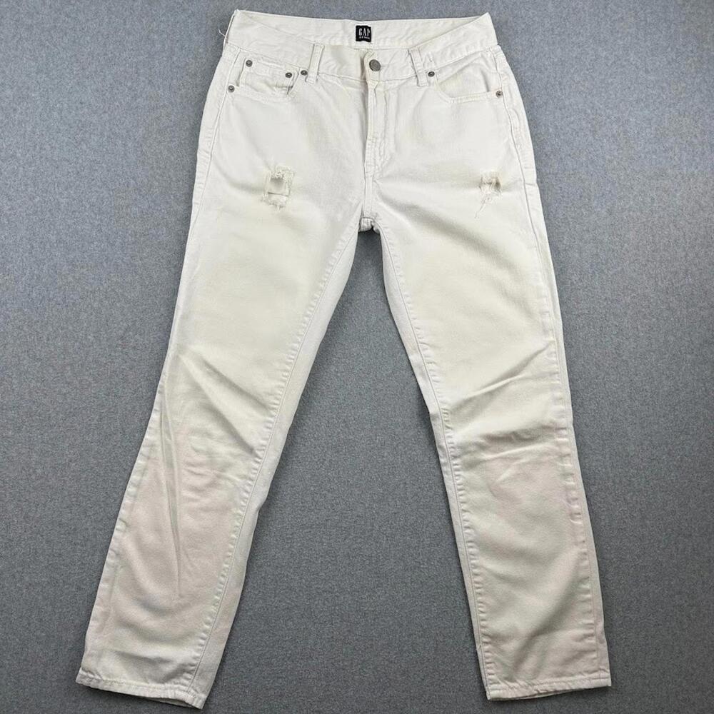 Gap Jeans Best Girlfriend Women's 26 Regular White Distressed Straight Denim